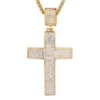 Iced Out Chain Big Cross Pendant Necklace Stainless Steel CZ Cross Necklaces Bling Cubic Zircon Mens Hip Hop Jewelry XL1134 Fashion Chain Necklaces