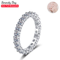 Serenity วัน S925ชุบเงิน Pt950ทองคำขาวฝัง D สี3มิลลิเมตร5มิลลิเมตรเต็ม Moissanite แถวแหวนสำหรับผู้หญิงเครื่องประดับ Fine