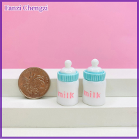 Fanzi 2ชิ้นอุปกรณ์เสริมสำหรับบ้านตุ๊กตาจำลองมาการองขวดให้อาหารเด็กทารกขนาดใหญ่3D เครื่องประดับขนาดเล็กจี้พวงกุญแจแบบทำมือ