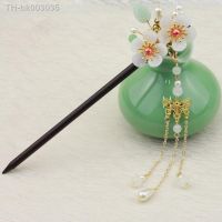 ✠◘ Retro Flower Tassel Hairpin Hanfu Wooden Hair Stick Ancient Style Hair Ornament Girl Headdress Bride Jewelry Wedding Accessories