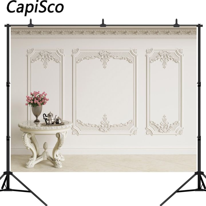 worth-buy-capisco-กำแพงสไตล์ยุโรปฉากหลังถ่ายภาพในร่มโรแมนติกพื้นหลังดอกไม้โต๊ะแต่งงานสตูดิโอถ่ายภาพ