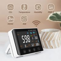 WiFi 6-In-1 Air Quality Detector Indoor Air Quality Monitor CO2 /Temperature/ Humidity / AQI /HCHO / PM2.5 for Home