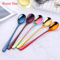 Stylish 6pcsset Metal Ice Cream spoons Tea Coffee spoon Golden Stirring scoop Stainless Steel Spoons tableware Customized Logo