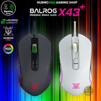 ? GAMING NUBWO X43+ PLUS BALROG GAMING MOUSE เมาส์เกมมิ่ง มีไฟ RGB ปรับ มาโคร ปรับ DPI 12800 ใช้งานง่าย สำหรับเล่นเกม #X 43