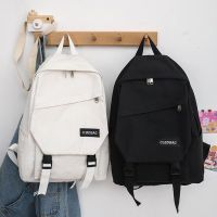 【LZ】۞☜✵  Mochila de lona simples para meninos e meninas adolescentes saco de ombro escolar cor sólida mochila de viagem de grande capacidade