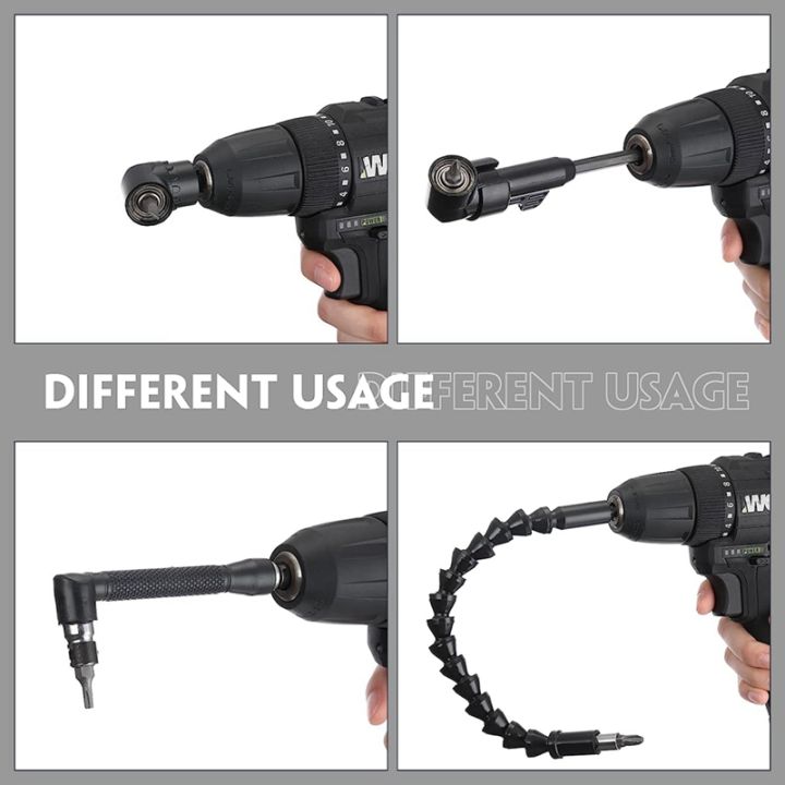 14piece-1-4-inch-hex-bendable-drill-bit-extension-105-right-angle-drill-90-right-angle-black