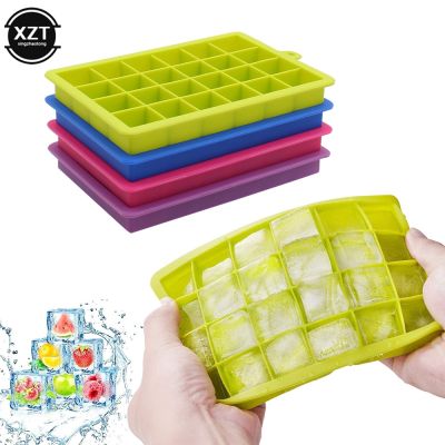 24 Grids Silicone Ice Cube Tray Molds With Lid Square Shape Ice Cube Maker Fruit Popsicle Ice Cream Mold For Wine Bar Drinking