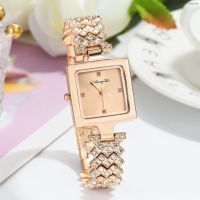 ⌚ นาฬิกาแฟชั่น⌚ The new trend of the ms contracted costly set auger steel band bracelet female table fashion quartz watches