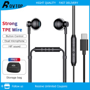 Rovtop C61 Half in-Ear Stereo HIFI Sound Earphones TPE Wired Earphone Built