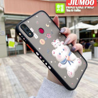 เคส JIUMOO สำหรับ Realme 3 3i 3 Pro เคสลายการ์ตูนหมีมีน้ำค้างแข็งโปร่งใสบางขอบสี่เหลี่ยมแข็งกันกระแทกปลอกซิลิโคนคลุมทั้งหมดเคสนิ่ม