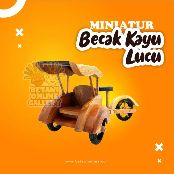 Hiasan Miniatur Becak Kayu Ukuran Kecil Pajangan Meja Koleksi Kerajinan