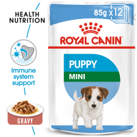 Royal Canin Mini Puppy Pouch - โรยัล คานิน อาหารเปียก ชนิดซอง สำหรับลูกสุนัขพันธุ์เล็ก (85 กรัม/ซอง) x 12 ซอง