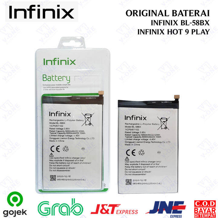 BATERAI ORIGINAL 100 INFINIX BL-58BX INFINIX HOT 9 PLAY / HOT 10 PLAY ...