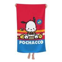 Sanrio ผ้าเช็ดตัว Pochacco,80X130ซม. ขนาดใหญ่กลางแจ้ง Unisex ชายหาดผ้าขนหนูดูดซับดีผ้าเช็ดตัวผ้าขนหนูนุ่มสำหรับอาบน้ำ