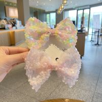 2023 Korean Headdress Sweet Color Sequins Princess Children Bow Hair Clip Girls Birthday Hair Clip