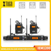 XTUGA ระบบเฝ้าระวังในหูไร้สาย UHF IEM1200,เครื่องส่งสัญญาณ2ช่องสัญญาณชนิด SR2050พร้อมตัวรับสัญญาณบอดี้แพ็ค2ตัวใช้แบบมืออาชีพสำหรับดีเจคอนเสิร์ตการแสดงดนตรีบนเวที