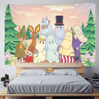 Tapestry Wall Hanging Moomines Tapestries Room Decor Aesthetic Headboards Custom Art Home Wallpaper Decoration Decorative Garden Tapestries Hangings