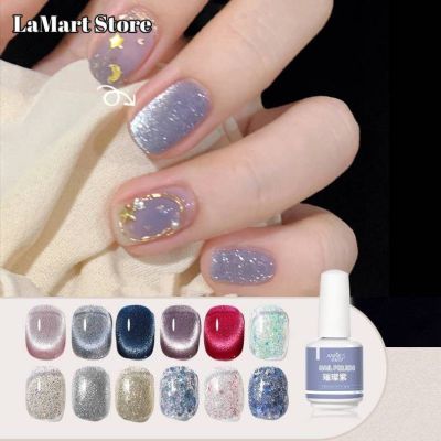 LaMart Store 50 สี ชุดเจลทาเล็บ สียอดนิยม ดรีมเล็บโปแลนด์ ยาทาเล็บตาแมวใสเลื่อมครีมสีฟ้าสีชมพู UV/LED Cat Eye Gelกึ่งถาวร DIY ยาทาเล็บแมวตา ยาทาเล็บหลากสี าเล็บแบบเจลสีทาเล็บเจล