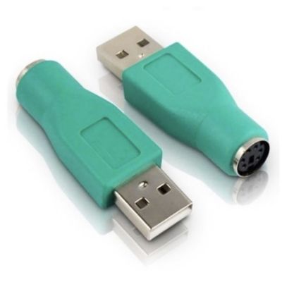 หัวแปลง USB-ผู้ ออกเป็น PS/2-เมีย สีเขียว PS 2 Female To USB Male Port