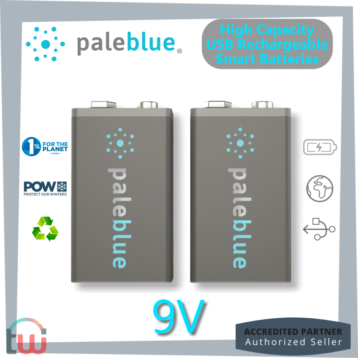 PALE BLUE High Capacity 9V USB Smart Rechargeable Earth Batteries