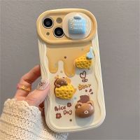 Haojia เคสโทรศัพท์ซิลิโคนนิ่มลายการ์ตูน3D น่ารักสไตล์เกาหลีสำหรับ iPhone 14 13 12 Pro Max 11ฝาครอบป้องกันกล้องแบบดึงหน้าต่าง