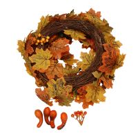 Autumn Theme Artificial Pumpkin Berries Pine Cone Maple Manmade Garland Cloth Rattan Material Home Decoration Supplies