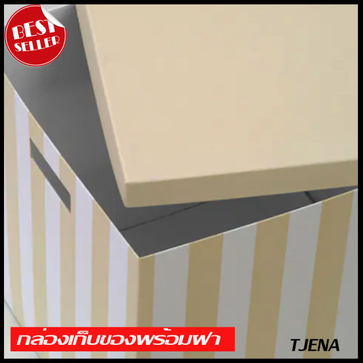 ikea-tjena-เชียน่า-กล่องเก็บของพร้อมฝา-ไลท์เบจ-ลายทางง-ขนาด-32x35x32-ซม-เฟอร์นิเจอร์-เฟอนิเจอร์-furniture-ikea-อิเกีย-505-088-93