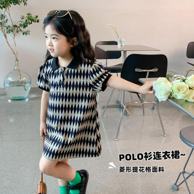ฝ้ายเด็ก,กลางและสำหรับเด็กเล็ก2023ฤดูร้อนสไตล์เกาหลีแบบใหม่ Tie-ย้อมอุตสาหกรรมหนักเสื้อโปโลกลางความยาวชุด