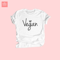 เสื้อยืดลาย Vegan วีแกน ลายหัวใจ ไซส์ S - XXL