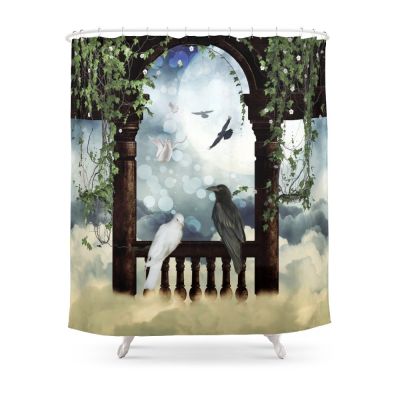 The Crow And The Dove Shower Curtain With Hooks Home Decor Waterproof Bath Creative Personality 3D Print Bathroom Curtains