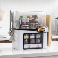 Spot parcel post Multi-Functional Kitchen Storage Tableware Seasoning Layered Rotating Cover Storage Kitchen Storage Rack