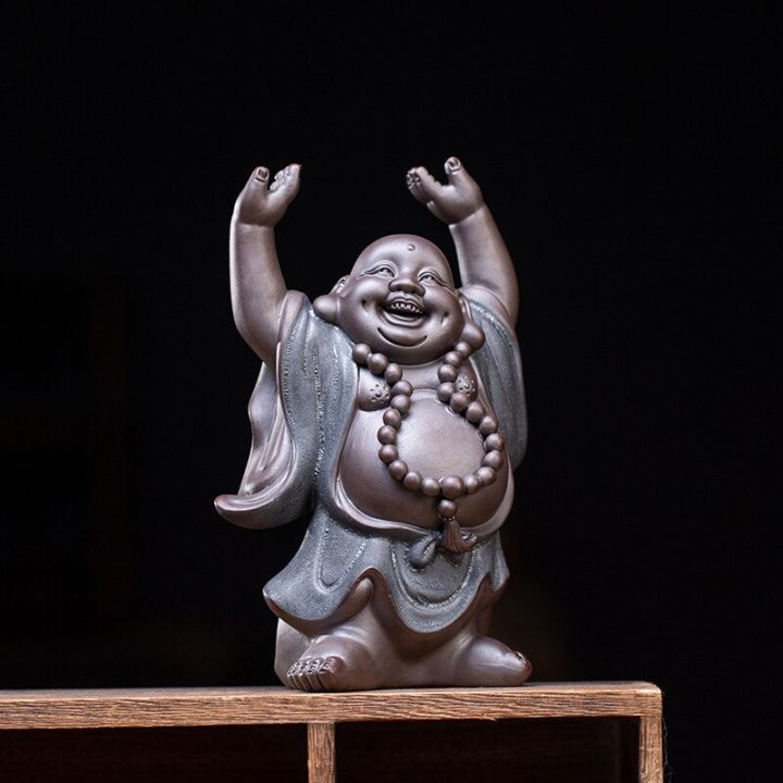 maitreya-ภาพวาดพระพุทธเจ้าสีดำทรายบริสุทธิ์พระหัวเราะรูปปั้นมือ-highend-ห้องนั่งเล่นในบ้านรูปปั้นตกแต่ง