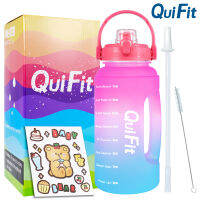 QuiFit ขวดน้ำสร้างแรงบันดาลใจขนาด2.2L 73ออนซ์ปากกว้างพร้อมฝาปิดแบบล็อคได้เหยือกน้ำทำลายกีฬาฟิตเนสกันรั่วแก้วความจุขนาดใหญ่เหมาะสำหรับผู้ที่ชื่นชอบกีฬากิจกรรมกลางแจ้งขวดฟรี BPA