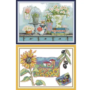 Full Range of Embroidery Cross Stitch Stamped Embroidery Cloth with Floral  Kit