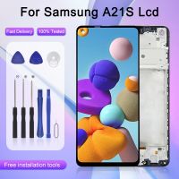 หน้าจอ A217ขนาด6.5นิ้วสำหรับหน้าจอสัมผัส Lcd ของ Galaxy A21S Gratis Ongkir อะไหล่ประกอบ A217F พร้อมกรอบ