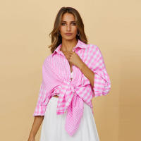 Nlzgmsj ZBZA Women 2022 Oversize Blouse Women Spring Shirts Casual Ladies Plaid Shirts Female Tops feminino Mujer 202212