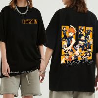 Street shirt ชายเสื้อ T 100% Cotton เสื้อแขนสั้นอะนิเมะ Haikyuu เสื้อยืด Shoyo Hinata เสื้อฤดูร้อนขนาดใหญ่ Streetwear เสื้อยืด