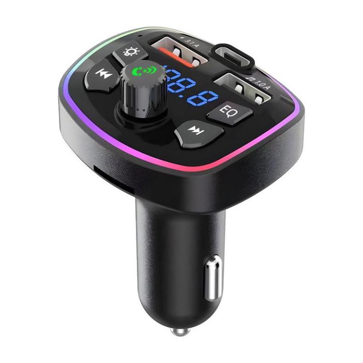 fm-transmitter-car-adapter-fm-transmitter-radio-receiver-audio-music-adapter-type-c-car-charger-radio-receiver-wireless-5-0-colorful-light-car-mp3-player-for-most-cars-kindness