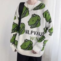 2021 New Winter Goth Crocodile Women Sweater Top Cartoon Tide Brand Sueter Jumper Hip-hop Loose Knit Pullover Pull Femme Jersey