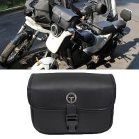 1pc Motorcycle Saddlebag PU Leather Front Left/Right Side Side Tool Luggage Storage Bag Black for Harley