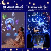 3D Galaxy Ocean Projector Night Light Unicorn หมุน Starry Sky Projector โคมไฟห้องนอนเด็กตกแต่งห้องเหมาะเป็นของขวัญ Nightlights