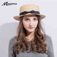 Woman athlete sun hat 2017 summer new fashion wheat Panama sun hat beach hat ribbon bow knot naval style straw hat woman cap