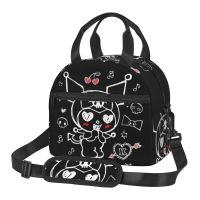 Sanrio Kuromi กล่องข้าวกลางวันนำมาใช้ใหม่ฉนวนกระเป๋าใส่อาหารกลางวันสำหรับผู้หญิงความจุมากกระเป๋าอาหารกลางวันกับ Tali Bahu