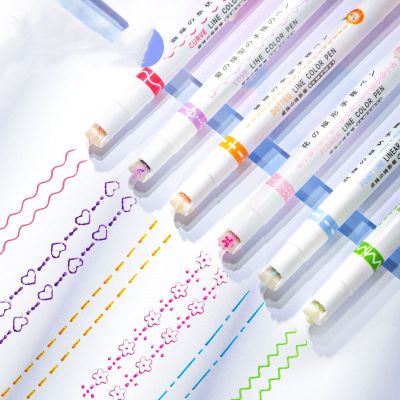hot！【DT】 6 Colors Highlighter Pens Markers Decoration Stationery Kawaii Highlihter Notetaking