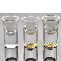Crystal Liquor Spirits Shot Glasses Gold Foil Rim Mountain Wine Glass Vodka Whisky Bar Brandy Snifters Bullet Cups
