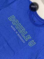 DOUBLE U T-SHIRT  เสื้อยืดคอกลมสีน้ำเงิน สกีนลาย DOUBLE U