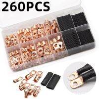 ✜ 260Pcs Ring Terminal SC Tinned Copper Tube Terminal Set Lug Bare Cable Crimped/Soldered Terminals Kit