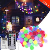 【Hot-Selling】 pkdibm ไฟ LED หรี่แสงได้8โหมดให้แสงสว่างแสงสายทรงกลม USB ใช้แบตเตอรี่2ในมีตัวจับเวลาไฟลวดปาร์ตี้คริสต์มาสกลางแจ้ง