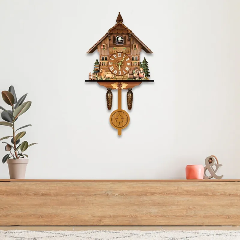 Cuckoo Clock Living Room Wall Clock Retro Style Forest Cuckoo ...