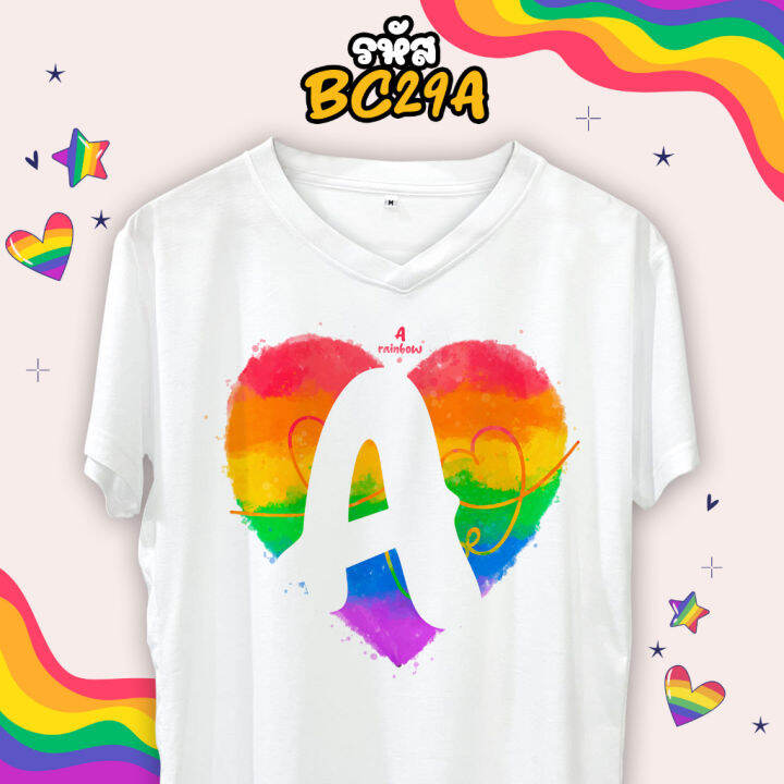 เสื้อตัวอักษร-rainbow-สีรุ้ง-เสื้อ-pride-month-a-b-c